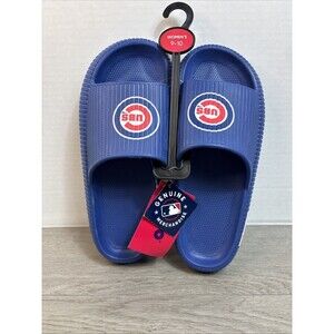 Chicago Cubs Size L 9-10 Blue Slide Slip On Sandals FOCO Baseball Sports NEW